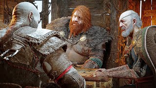 GOD OF WAR RAGNAROK - Kratos rencontre Thor et Odin Scene 4K