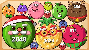 Fruit Merge 2048 – 🎅 Santa Watermelon Suika Game ASMR | Level Up Fruits & Satisfying Merge Gameplay