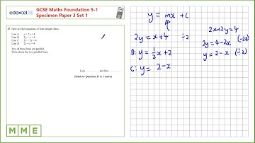 GCSE Maths EDEXCEL Specimen Set 1 Foundation     Paper 3   Q27 Parallel Lines