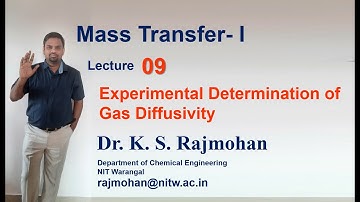 Mass Transfer-I L09 Experimental Determination of Vapour Diffusivity Coefficient, Derivation