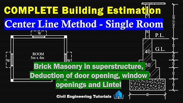 COMPLETE Building Estimation || CENTER LINE METHOD || Single Room
