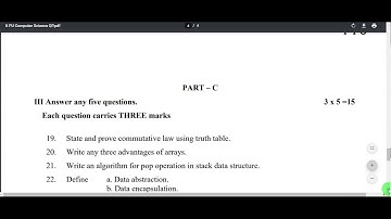 2nd PUC computer science reduced syllabus question paper 2021