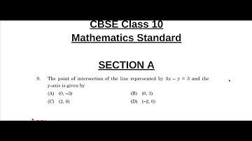 9.The point of intersection of the line represented by 3x-y=3 and the y-axis is given by............