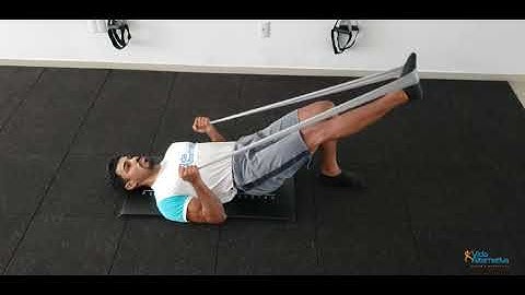 Elevação pélvica unilateral + extensão de joelho e quadril contralateral com faixa elástica