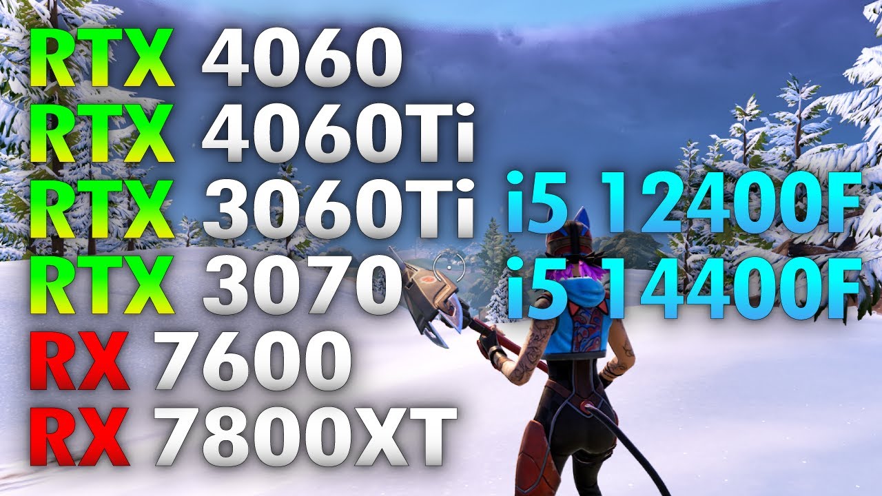 Fortnite 400 FPS RTX 4060 RTX 4060 Ti RX 7800 XT RTX 3060 Ti