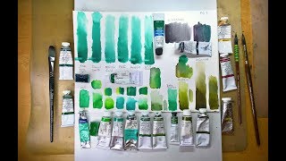 Акварельные краски. Фталоцианиновая зелёная.