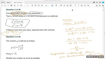 Math 130 Ch  5: Simplifying Rational Expressions, Excluded Domain Values pt  2