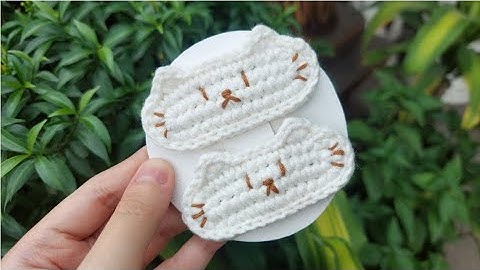 How to crochet HAIR CLIP with wool | CAT hair clips | Cách móc kẹp tóc bằng len | Lem