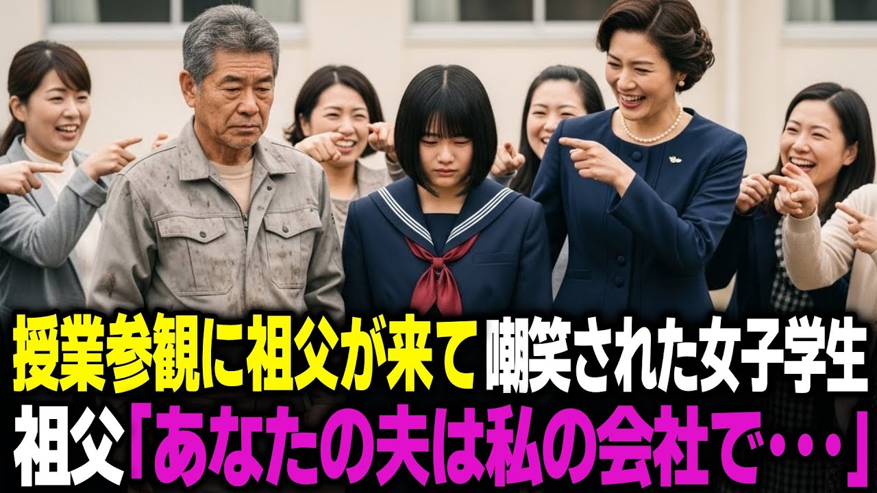 「授業参観におじいちゃんってｗ」授業参観でゲラゲラ笑われる両親がいない孫娘。祖父「あなたの夫は私の会社で…」