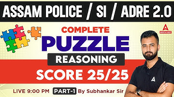Assam Police, ADRE 2023 | Reasoning Class | Complete Puzzle (Score 25/25)