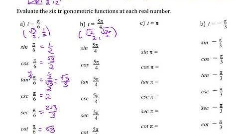 4.2 Trig Functions and The Unit Circle Ex 1