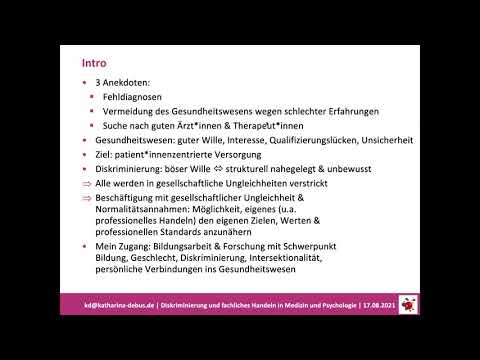 Katharina Debus: "Diskriminierung und fachliches Handeln in Medizin und Psychologie"