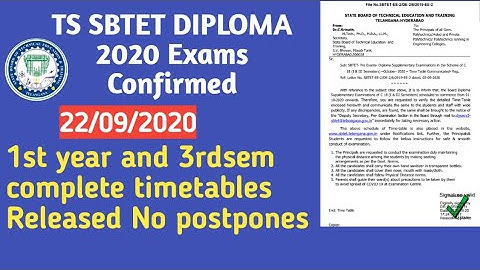 TS SBTET DIPLOMA C18 1ST YEAR SUPPLY AND C18 3RDSEM SUPPLY TIME TABLES RELEASED 2020 OCTOBER