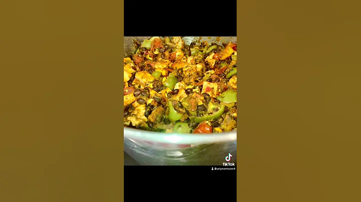 Stew Tofu with kidney beans with organic and naturally grown green bell peppers from our garden⭐️