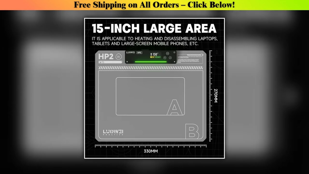 LUOWEI LW-HP2 15inch LCD Screen Disassembly Heating Mat for Mobile Phone Two-Layer Silicon Dual