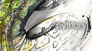 Drawing and Painting of a python - watercolor