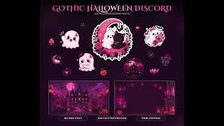 Cute Pink Gothic Halloween Discord Server Kit 🌸🎃 Ghost & Black Cat Emotes screenshot 3