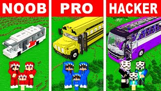 Minecraft NOOB vs PRO FAMILY BUS HOUSE Build Challenge!