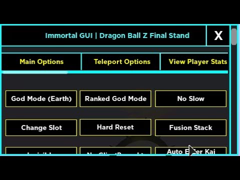 Dragon Ball Z Final Stand Immortal Gui New Op Script Join To Get It Https Discord Gg Wcvmeugefe Youtube - dragon ball super script roblox