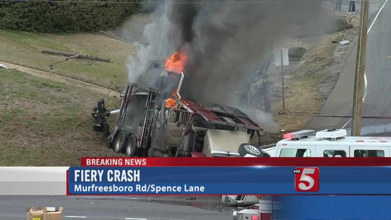 Car Hauler Crashes, Catches Fire In South Nashville