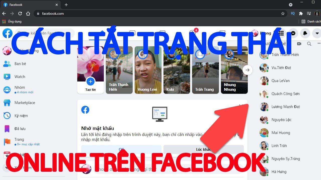 Cách tắt trạng thái online trên facebook bằng máy tính - youtube