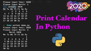 How to Print calendar of a month in Python Language (2020)