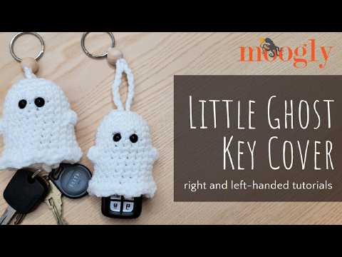 How to Crochet: Little Ghost Key Cover (Left Handed)