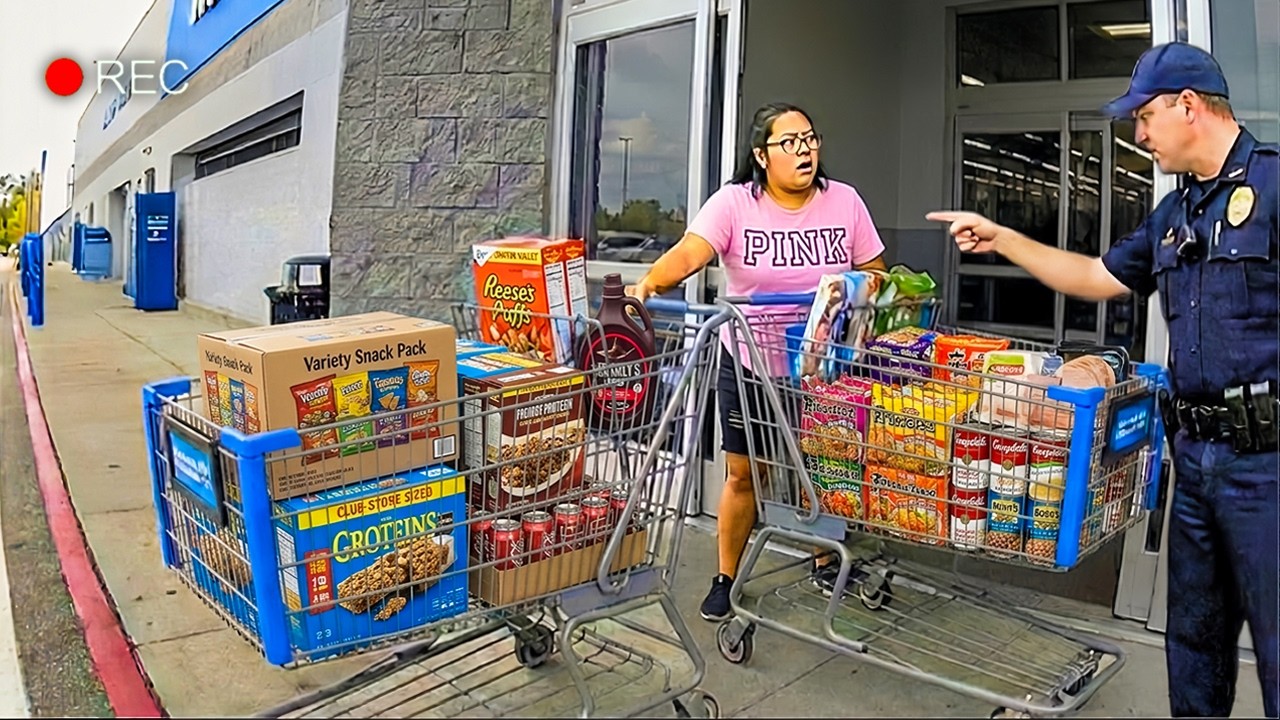 Cops Surprise Stop a Shoplifter Stealing an ENTIRE Cart Full From ...