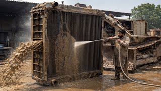 Severely Blocked Old Bulldozer Radiator Deep Cleaning | Amazing Restoration Skills