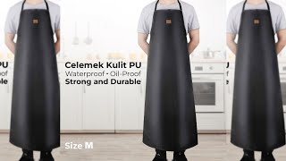 One Two Cups Celemek Masak Apron Dapur Kulit Pu Waterproof Durable M - 7Chzeabk