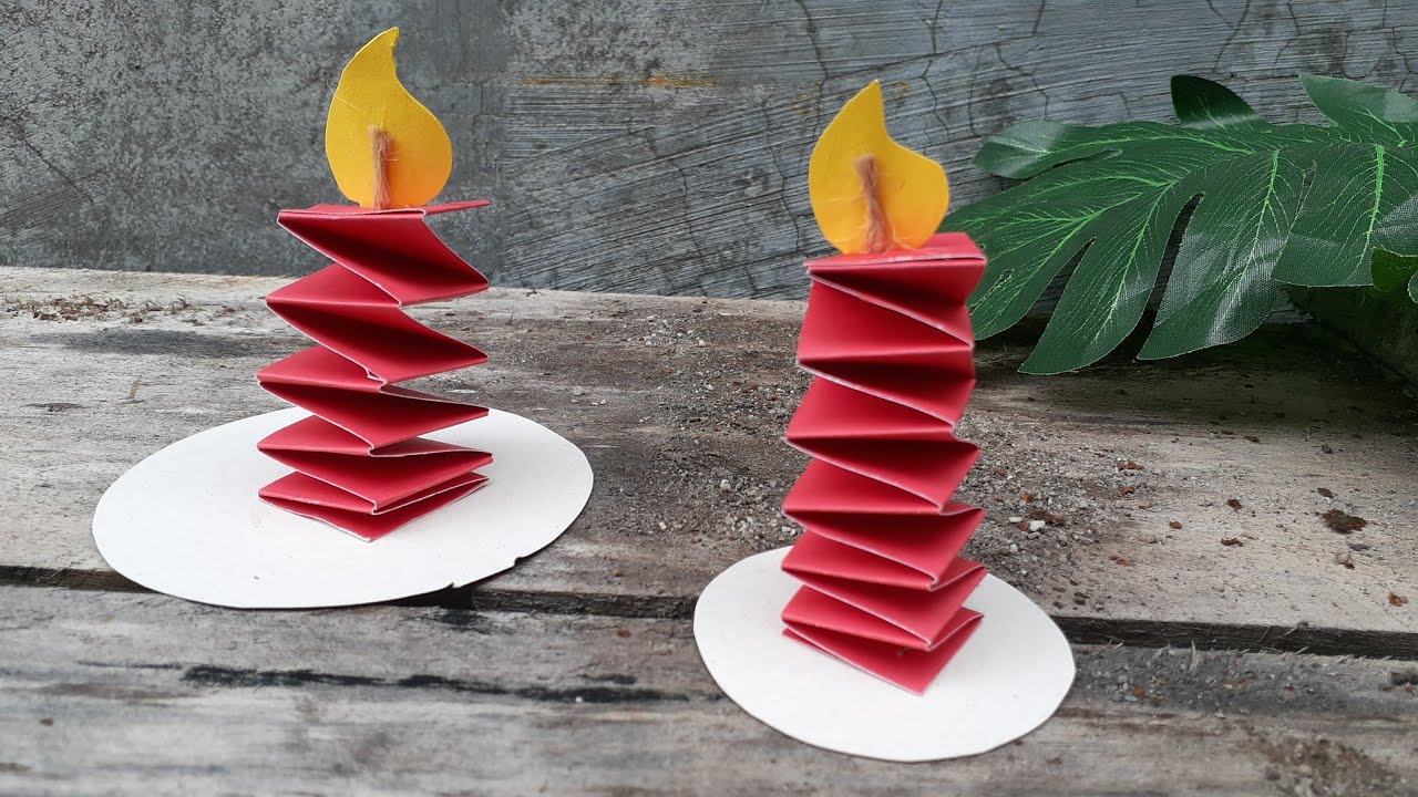 lilin dari kertas Origami ||Origami paper candles || Ide kegiatan tema api
