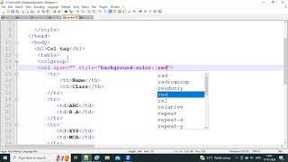 How to use col tag in table using HTML | HTML col tag