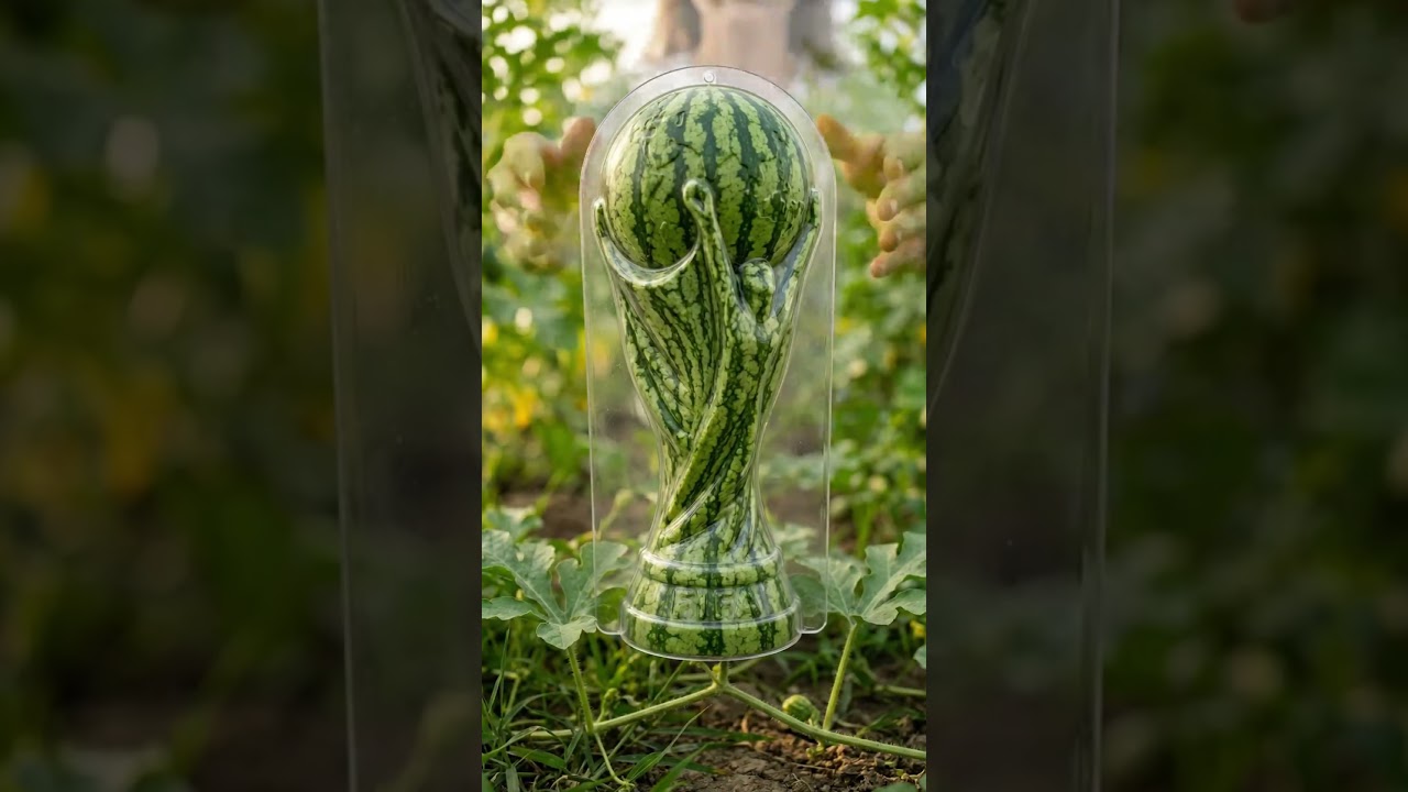 🏆 I Grew a World Cup Trophy Watermelon… 🏆🍉 #gardening #satisfying #creative