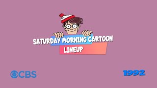 CBS Saturday Morning Cartoon Line Up with Commercials | 1992