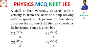 A shell is fired vertically upwards with avelocity v1 from the deck of a ship moving with a speed v2
