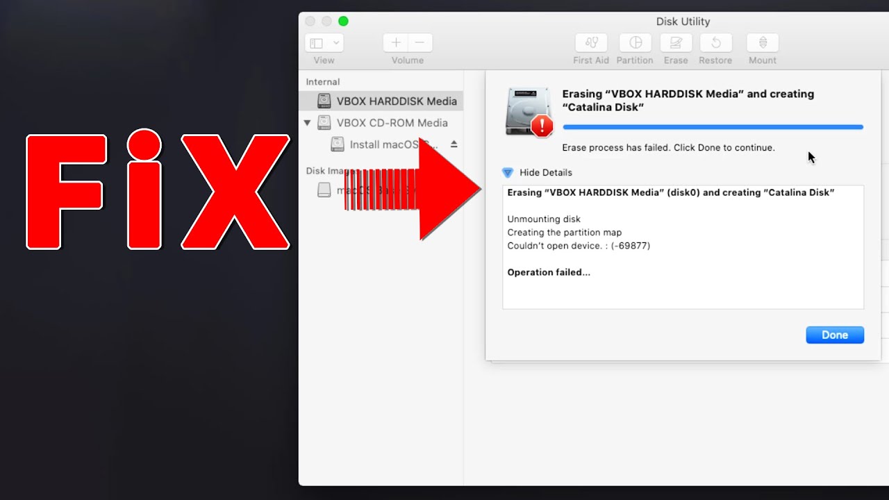 Fix Erase Process Has failed Click Done to Continue - macOS (Big Sur,  Catalina, Mojave) - YouTube