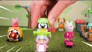 Bluey Race with Peppa and Friends - ToyTubeTV Imaginative Toy Play Video for Kids