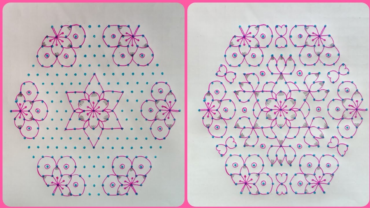 19*10 dots rangoli/beautiful rangoli/ traditional and/easy chukkala muggulu/with dots 
