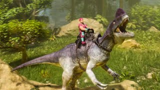 ARK Survival Ascended: Cave Monolophosaurus gameplay (Forgotten Fauna Mod)