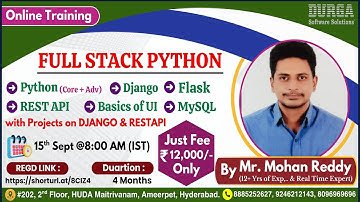 FULL STACK PYTHON Online Training @ DURGASOFT
