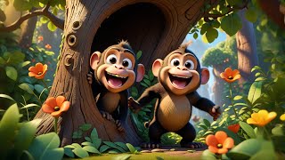 Six Silly Monkeys Swing and Slide | Fun Counting Song for Kids | Nursery Rhymes and Baby Songs