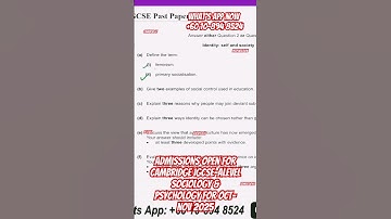 Admissions Open for Cambridge IGCSE- A level Sociology & Psychology     Whats App: ‪+6010‑894 8524‬