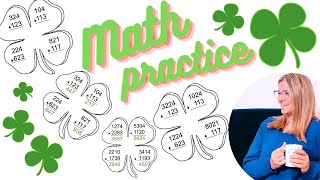 4th 5th grade math shamrock addition practice worksheets editable digital download St Patrick