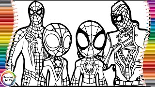 Spider-man Coloring Pages by Pencils and by Markers - 4 Versions of Spiderman - The Spider-Verse