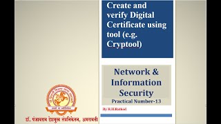 NIS-Practical No. 13 : Create and verify Digital Certificate using  Cryptool