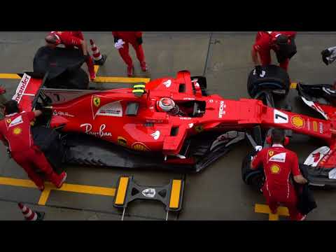 F1　2017　JAPAN フリー走行　フェラーリ　ピットイン　ピット上からの撮影