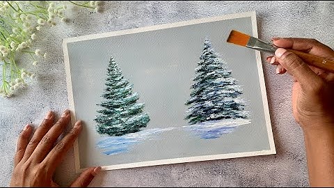 How To Paint Snowy Pine Trees With Acrylics & Flat Brush