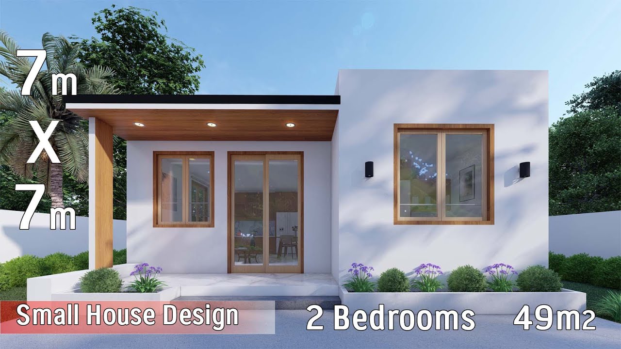 Beautiful 7x7m Small House Design | 2 Bedrooms | Perfect for Small Families