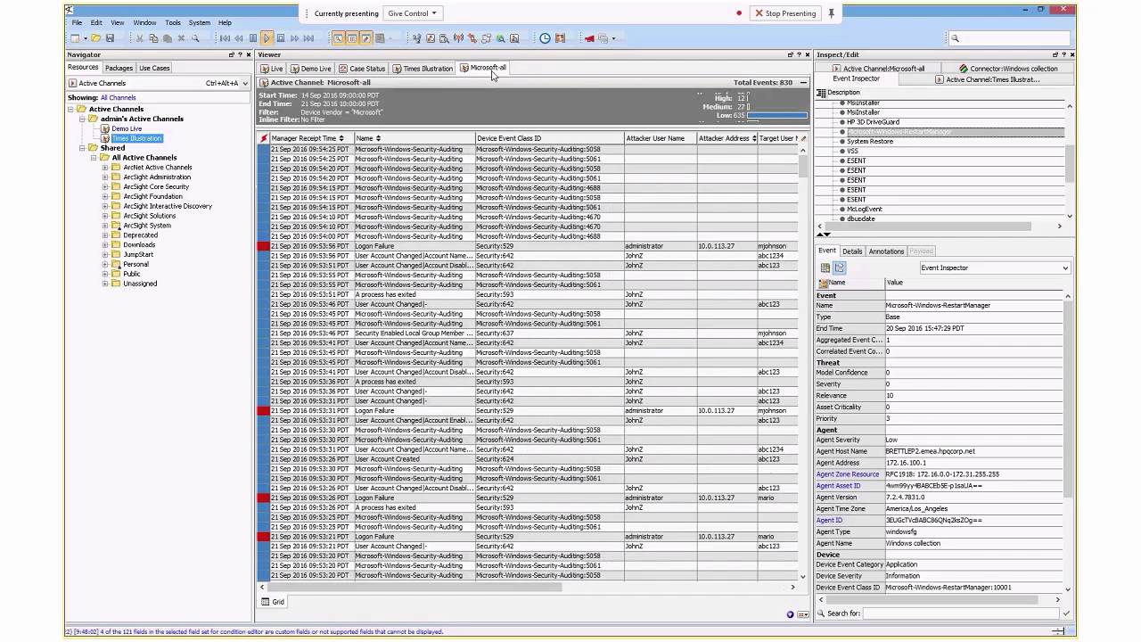 ArcSight and time stamps demo