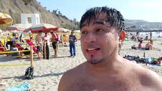 Praias no Peru isolam banhistas para evitar aglomeracoes